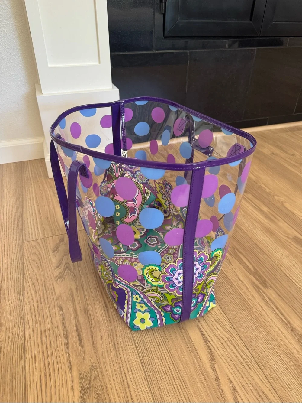Vera Bradley clear PVC tote bag with matching zippered pouch